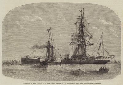 Collision in the Thames, off Gravesend, between the Steam-Ship Iona and the Barque Agenoria by Henry Spernon Tozer